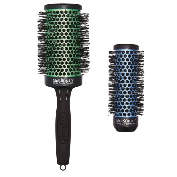 Olivia Garden Multibrush round brush and curler in one set with 2 brush body and 1 handle