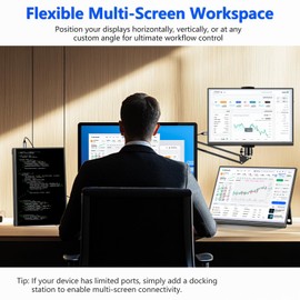 Veout 16" Portable Monitor for Laptop, 1920 * 1200P FHD IPS Travel External Screen, Dual USB-C & Mini-HDMI Blue Light Filter Eye Care Second Display with 4 Colors Kickstand, 0.3" Ultra-Slim