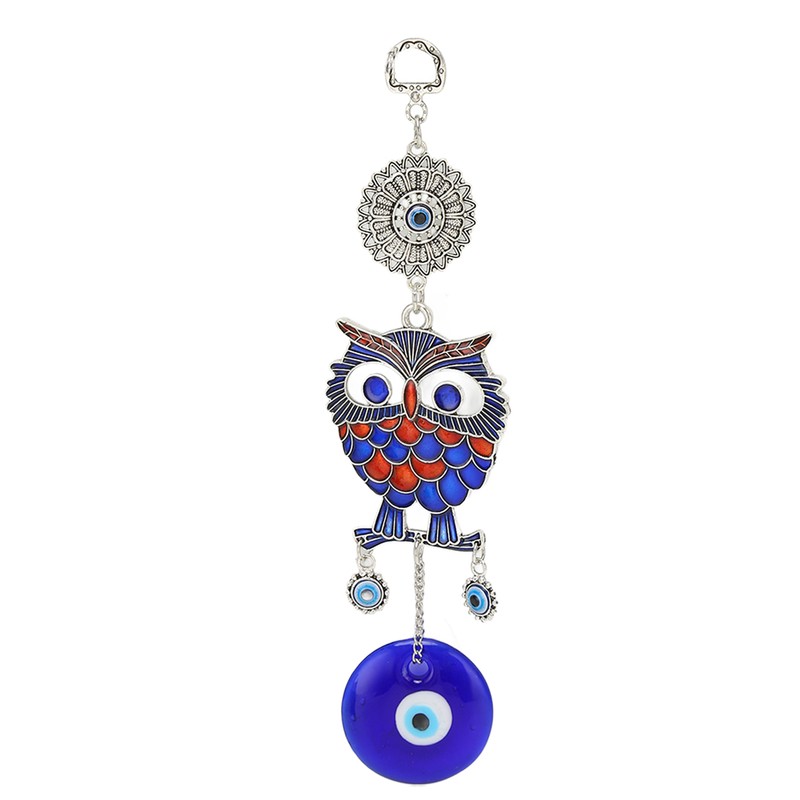 Blue Eye Owl Keychain Good Luck Beautiful Blessing Amulet Car