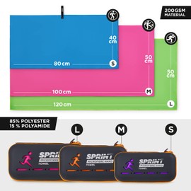 Microfibre Sports Towel, Gym Towel, Travel, Swimming, Beach, Absorbent, Ultra Compact, Fast Drying, Great for Gym, Camping, Hiking, and Swimming. (Medium, Orange100x50cm)