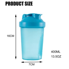 Toced Protein Shaker Bottle with Stainless Steel Mixball, Mini Water Bottle for Protein Shakes with Leakproof Flip On Lid, BPA Free, Perfect for Protein & Supplement Shaker Bottle 400ml (Blue)