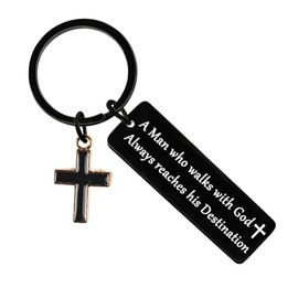 Ghloyza Christian Keyring Gift for Men Bible Verse Religious Keyring for Men Baptism Easter Birthday Gifts for Dad Son Husband
