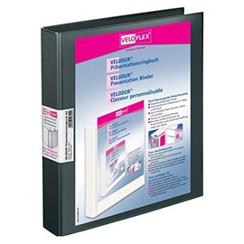 Veloflex VELODUR Presentation Binder – Ring Binders Black Polypropylene (PP) (Polypropylene (PP), Black, A4, 250 Sheets, 80 g/m², 2.5 cm)