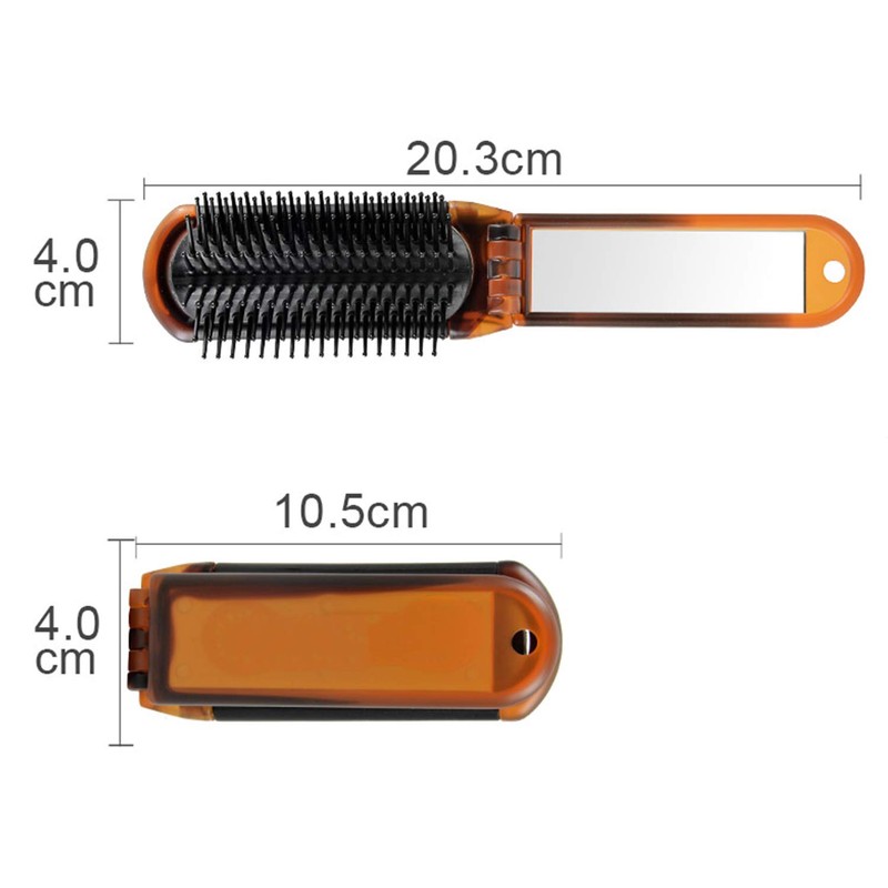 Ancable Folding Hair Brush with Mirror Compact Pocket Size for