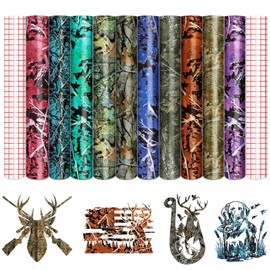 Tintnut Camo Permanent Vinyl - 10 Sheets 12"x10", Real Tree Permanent Adhesive Vinyl, Hunter Pattern Self Sticker Water Proofing Vinyl Compatible with Cricut Or Silhouette