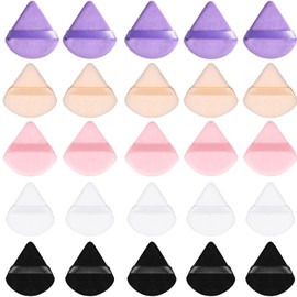 25 Washable Triangle Makeup Puffs, Reusable Loose Powder Makeup Puffs, Dry and Wet Sponge Puffs, Used for Powder and Melting Women and Women Cosmetics