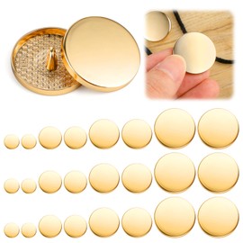 AOZUO 24Pcs Gold Buttons for Blazers, Metal Flat Button, Round Shaped Sewing Buttons Golden Coat Button for Women Men Clothes Suit Coat Shirt Jackets Craft 10mm 15mm 20mm 25mm