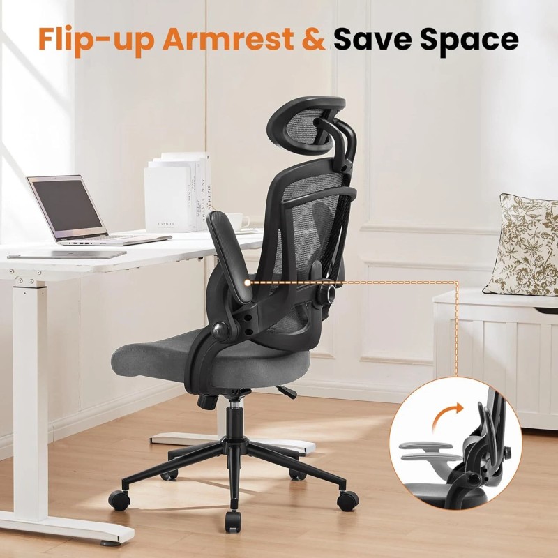 DUMOS Mesh Computer Desk Chair,Adjustab - Grey