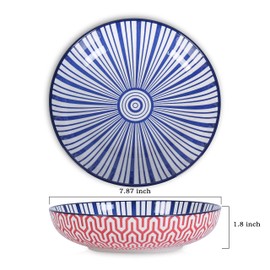 Selamica Porcelain 26 Ounce Pasta Bowls Set of 6, 8 inch Wide and Shallow Salad Bowls, Serving Bowls, Microwave & Dishwasher Safe, Sturdy & Stackable, Variety of Colors