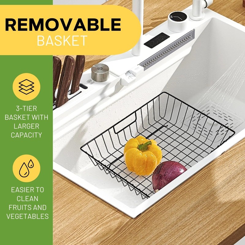 3 Tier Wire Baskets with 2 Banana Hangers, Detachable Countertop