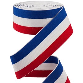 GORGECRAFT 4.7 Yards 1.57" Wide Red Blue White Striped Double-Side Twill Elastic Band Waistband Flat Stretchy Webbing Sewing Knitting Strap Trim Ribbon for DIY Craft Waistband Independence Day