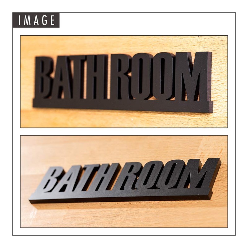 Two-face Bathroom Sign with Door Letter Sign Plate BATHROOM Room