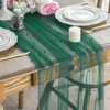 Artoid Mode Pearl Dark Green Gauze Table Runner 120 Inch