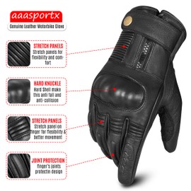 aaasportx Motorcycle Gloves Men's Leather Touchscreen Function - Protectors Motorcycle Gloves Men & Women - Water Resistant Motorcycle Gloves with Non-Slip Pads (XXL)