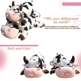 Whlo4U Cow Plush Pillow - 23.6 Inch Cow Stuffed Animal - Birthday Christmas Valentine’s Day Gift for Kids Adults Boys Girls