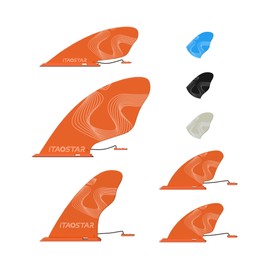 iTAOSTAR 5 Orange Fins for Inflatable Paddle Board, Replacement Fins Set Includes 3 Center Fins & 2 Side Fins, Detachable Quick Release Paddleboard Fin for Most Inflatable SUP Boards
