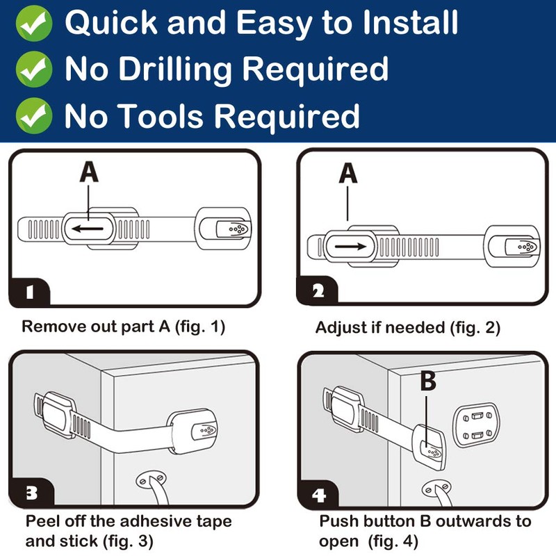 Socub 8 pack Child Safety Cabinets Strap Locks, Multi Use