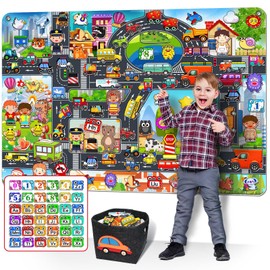 200 PCS Felt Board Story Set for Toddlers with Storage Bag City Car Traffic Themed 40 X 28 inch Teaching Wall Flannel Board Kit for Preschool Activity Early Learning Interactive Storytelling(Darkgrey)