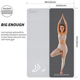 8mm Large Yoga Mat (6'x 4') - Extra Long and Wide 72 x 48 x 0.32 inches, Non-Slip POE Fitness Mat, Eco-Friendly, Thick Wide Exercise Mat for Home Workouts,Ideal for Yoga and Pilates.(Grey+Black)