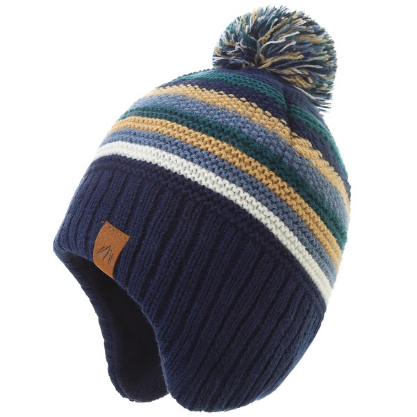 Moon Kitty Winter Hat for Toddler Boy with Ear Flaps