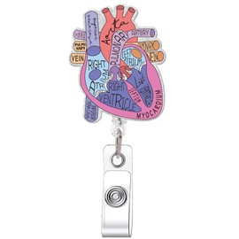 Phlebotomy Badge Reel and Order of Draw Badge Card, Retractable Anatomical Heart ID Holder with Metal Clip and Horizontal Buddy, Phlebotomy Essentials and Phlebotomist Gifts
