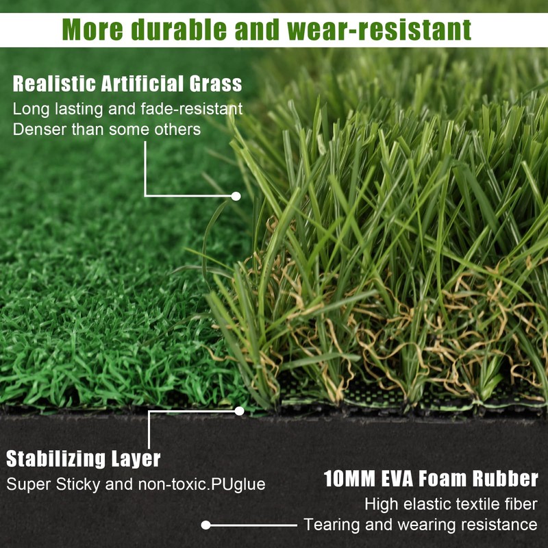 Golf Hitting Mat,Portable Golf Strike Mat With Antislip Rubber Base,
