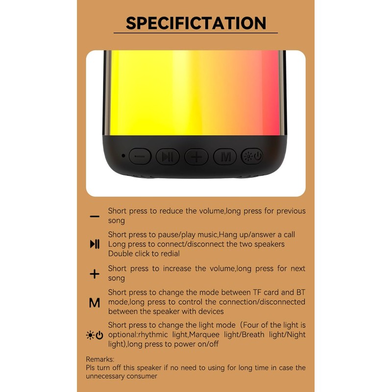 Sparrow2Trade Aura-Sync Surround TWS/RGB-Color Speaker, Small, Brown