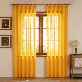 Cortinas plisadas doradas de 90 pulgadas de largo filtrado de luz, paneles de cortina semi traslúcida, ramas de árbol, cortinas plisadas de textura suave con ganchos ajustables para sala de estar