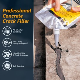 Concrete Crack Filler,5 LB High Elasticity Cement Crack Filler,Self-Leveling Quick-Drying & Waterproof Concrete Caulk,Concrete Repair for Driveway,Walkway,Patio,Joint,Indoor and Outdoor,Grey (80oz)