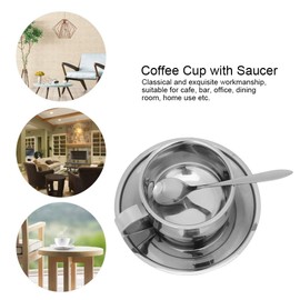 Oumefar Stainless Steel Coffee Cups Set Coffee Cup With Spoon Coffee Cup And Saucer Set Coffee Mugs for Cappuccino