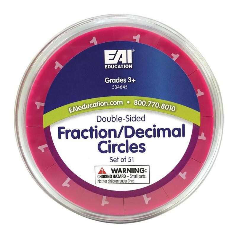 EAI Education Double-Sided Fraction/Decimal Circles - Set of 51