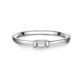 Glanzstücke München Women's Ring Made of 925 Sterling Silver with Zirconia - Stacking Ring Silver Ring Solitaire Ring, 60, Cubic Zirconia