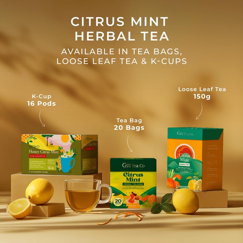 Gya Tea Co Citrus Mint Herbal Tea Bags (20 Bags)
