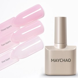 MAYCHAO 15ML Jelly Creamy Pink Gel Nail Polish 1Pc Milky Pink Gel Polish Soak Off UV LED Translucent Nail Polish Nail Art Starter Manicure Salon DIY at Home, 0.5 OZ