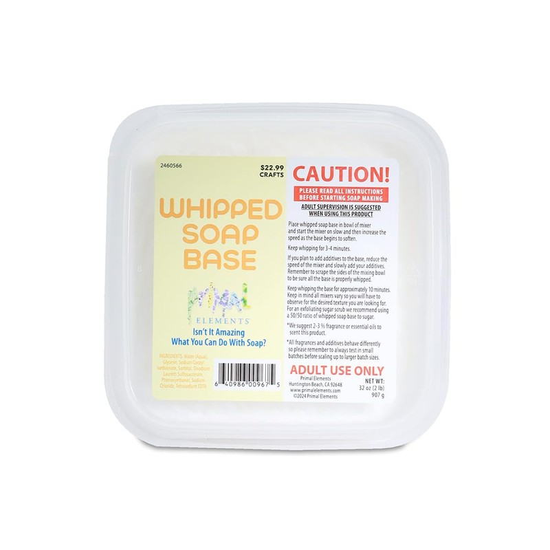 Primal Elements Whipped Soap Base - Moisturizing Glycerin SoapBase for