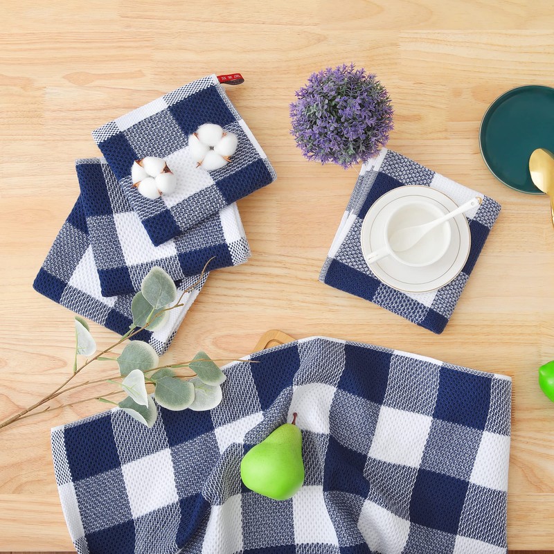 smiry 100% Cotton Kitchen Towels, 13" x 28", 4 Pack