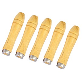 TopHomer 5Pcs Wooden File Handles, Wooden File Handles with Strong Metal Collars, Length 110 mm, Suitable for 6-8 Inch Files of Different Shapes