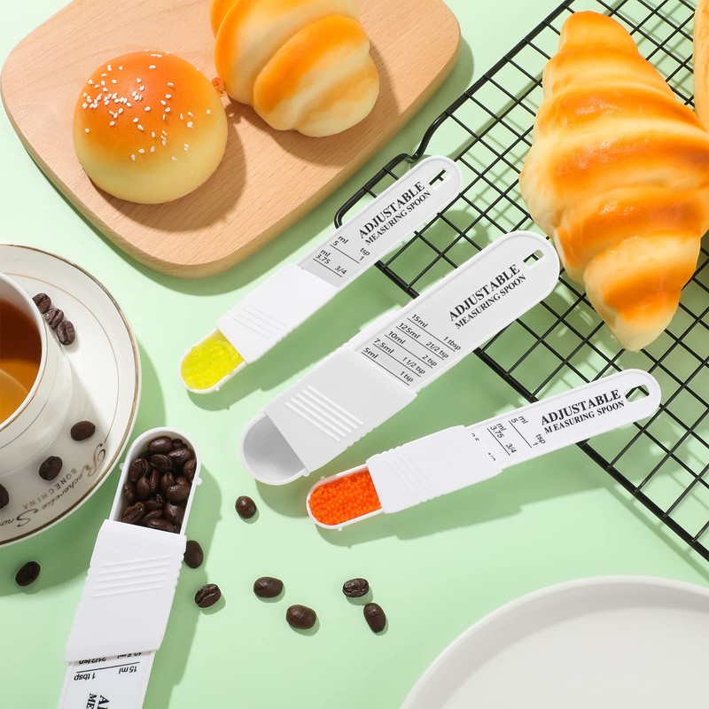 6 Pcs Adjustable Measuring Spoon Plastic Tablespoon and Teaspoon Set