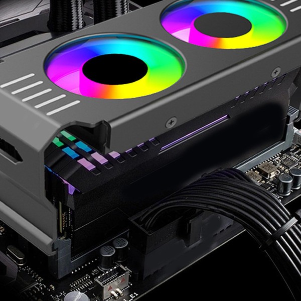 ARGB Memory RAM Cooler, RGB DDR Heatsink with PWM Temperature