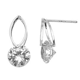 Howard's Dazzlers Cubic Zirconia Oval with Stone Silver Stud Earrings for Women