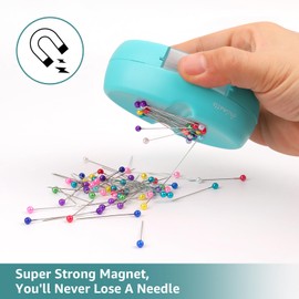 Arcimatto Magnetic Pin Holder, Strong Magnet Pincushion with Drawer, Pin Cushion with 100 Pcs Ball Head Straight Pins for Sewing, Needle Cushions Bobby Pin Holder Paper Clip Organizer for Quilting