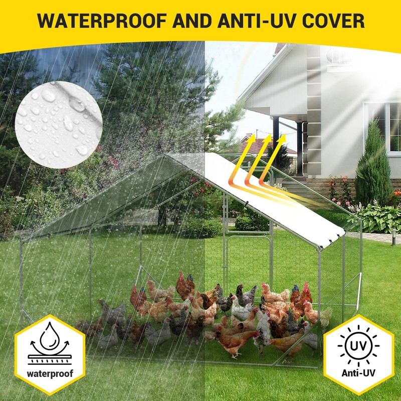 Large Metal Chicken Coop, Walk-in Poultry Cage, Chicken Run Pen