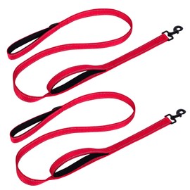 Aepeasti Dog Leash for Medium to Large Dogs with Two Padded Handles 5FT/6FT, Double Handle Dog Leash, Reflective Training Lead, Durable Traffic Leashes(6FT,Red and Red(2-Pack))