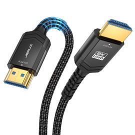 JSAUX Long HDMI Cable Fiber Optic 100FT, 8K 48Gbps Ultra High Speed Slim HDMI Braided Nylon 8K@60Hz 4K@120Hz