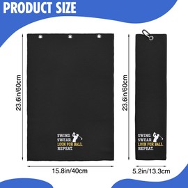 Hafhue Swing Swear Look for Ball Repeat Funny Golf Towel, Golf Gifts for Men Women, Golf Accessories for Men or Women, Birthday Gifts for Golf Fan, Retirement Gift for Men Dad Grandpa (GRM016)