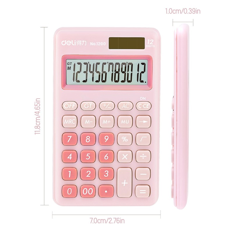 deli Standard Function Basic Calculator, 12 Digit Desktop Calculator with