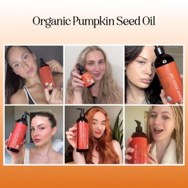 Maple Holistics Pumpkin Seed Oil Organic Certified - 100% Pure Organic Pumpkin Seed Oil for Hair Growth and Anti Aging Face Oil - Organic Hair Oil for Dry Hair and Growth - Virgin Cold Pressed & Unrefined (16oz)