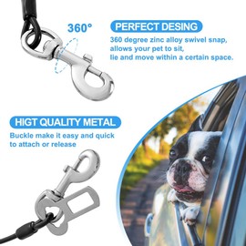 Mi Metty Dog Car Harnesses.Dog Car Seatbelt Made of Coated Wire Rope Safety Restraint No-Chew Tether Cable. Vehicle Harnesses with Double Clips and Latch Attachment