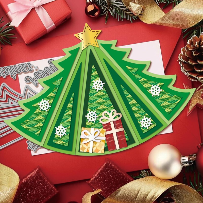 GLOBLELAND 3D Cutting Dies for Foldable Christmas Tree Display Cards