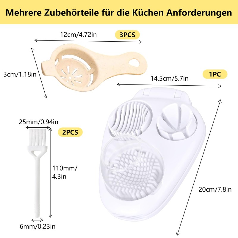 3-in-1 Egg Slicer Stainless Steel with 3 Egg Separators and